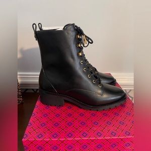 NWT Tory Burch Combat Lug Sole Calf Leather Boot - 10.5